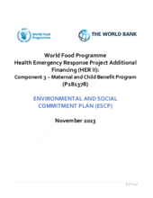 Health Emergency Response Additional Financing Project: Afghanistan - Draft Environmental and Social Commitment Plan
